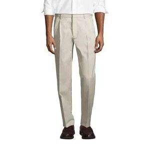 Lands' End Mens No Iron Twill Traditional Fit Pleated Front Pants 426850 Size 37